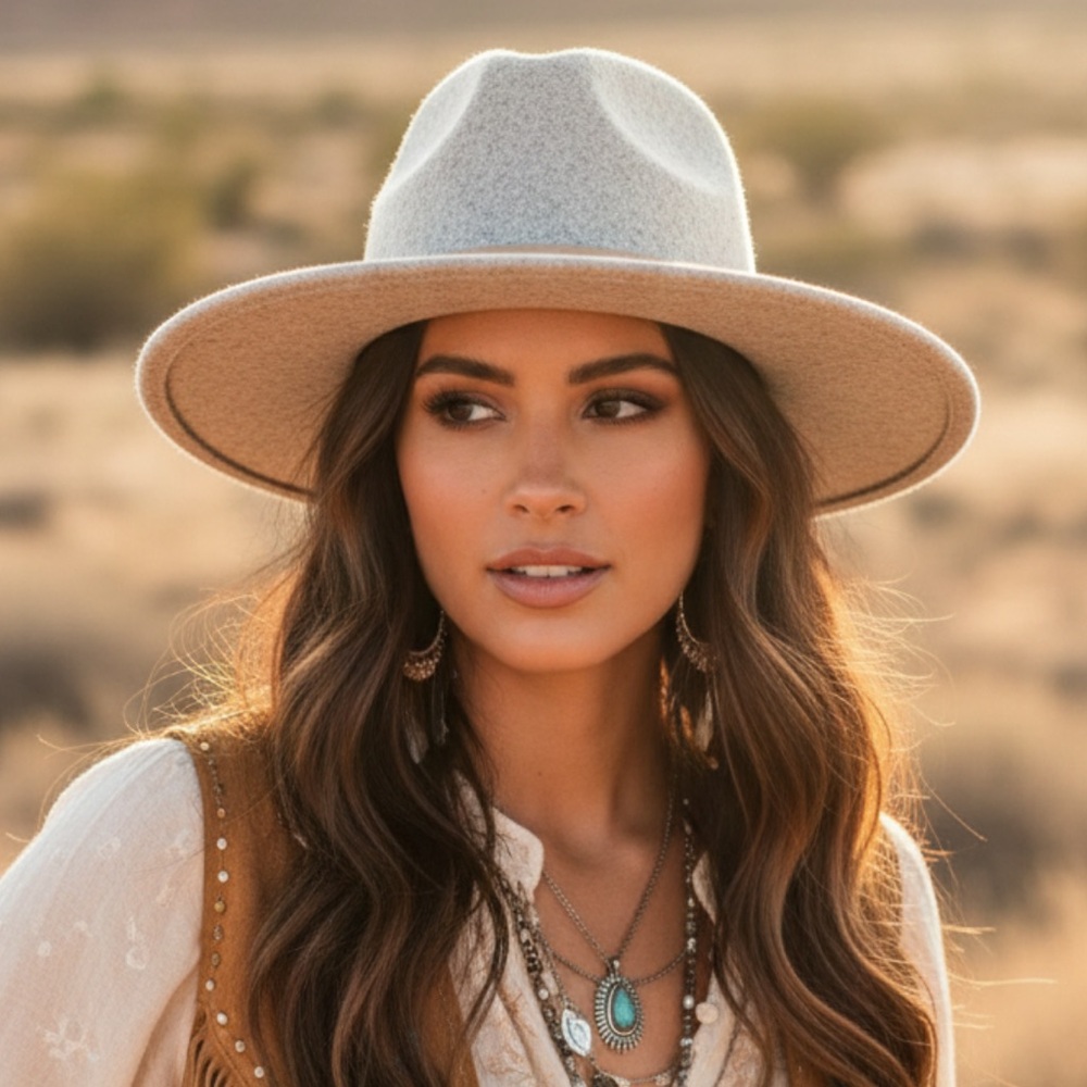 LACK of Color Women's The Mack Fedora Hat light stone MD Wool cowgirl western